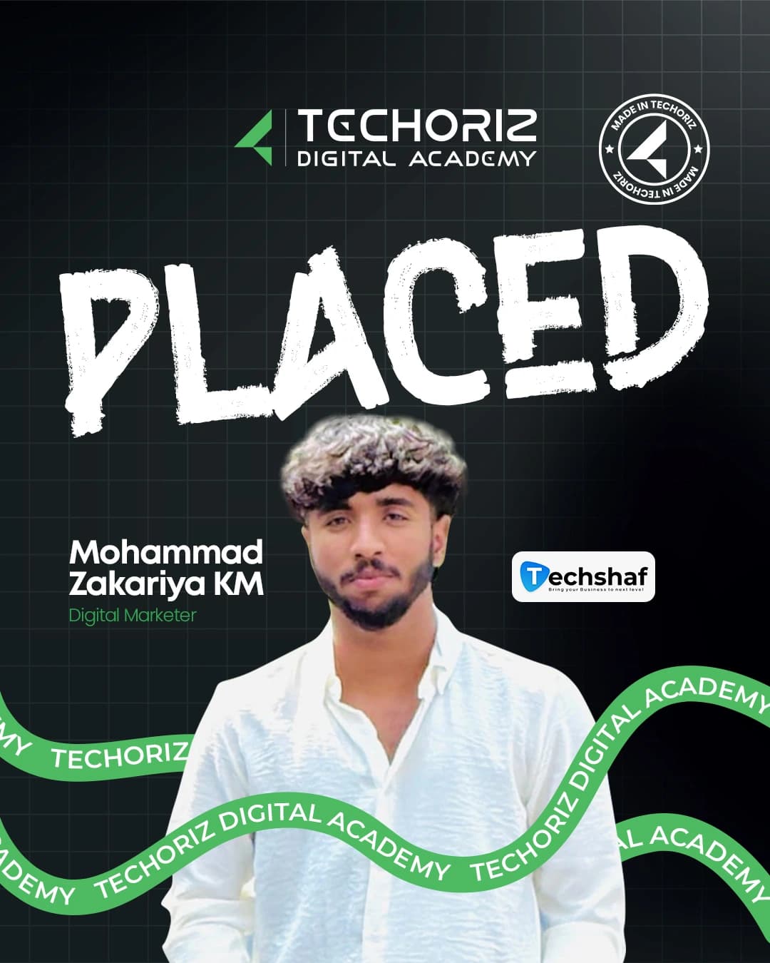 Techoriz student placed in digital marketing