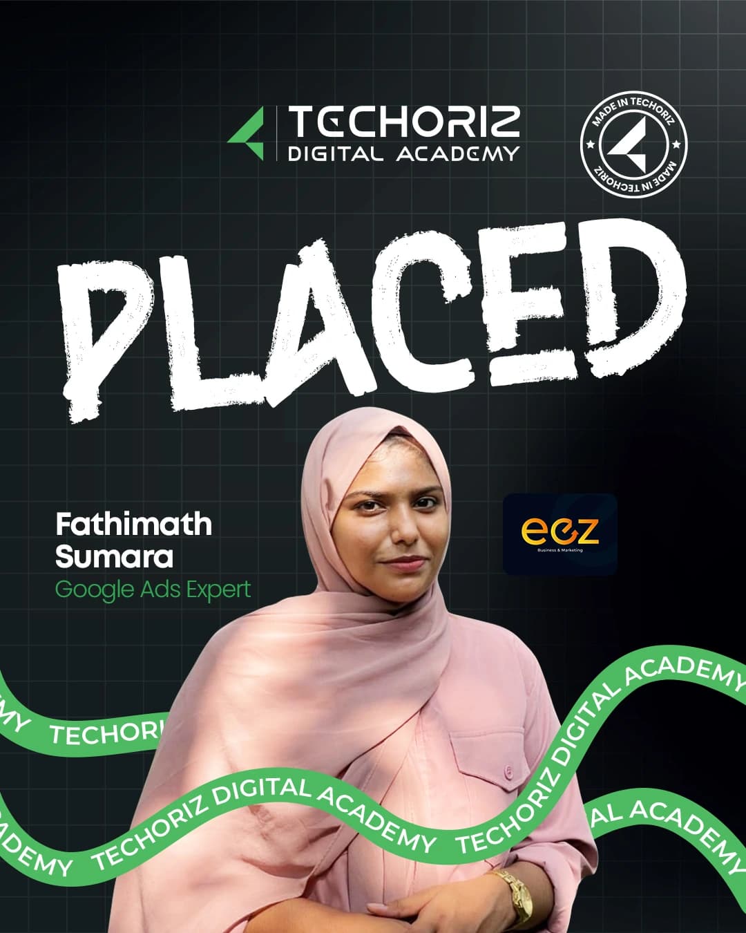 Techoriz student placed in digital marketing