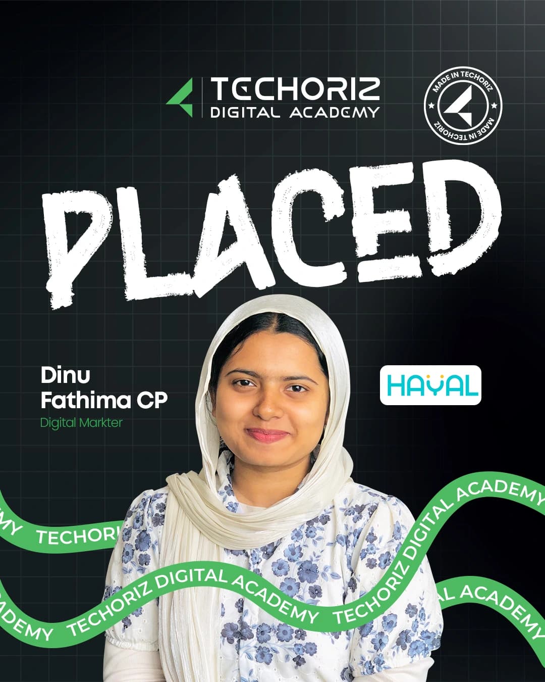 Techoriz student placed in digital marketing