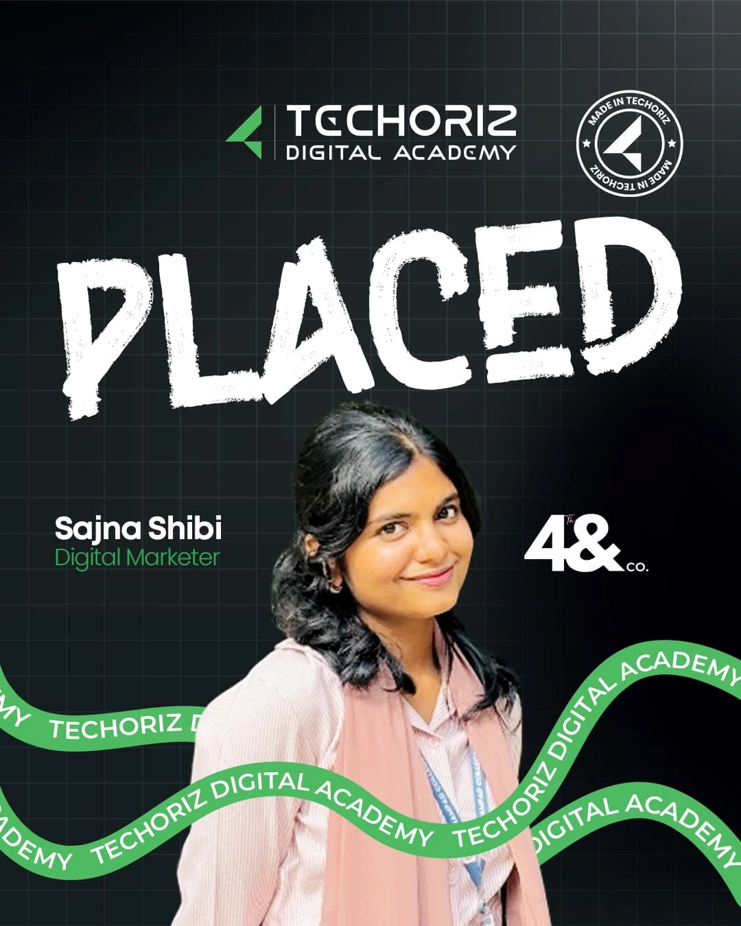 Techoriz student placed in digital marketing