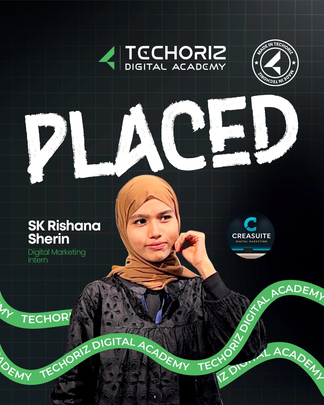 Techoriz student placed in digital marketing