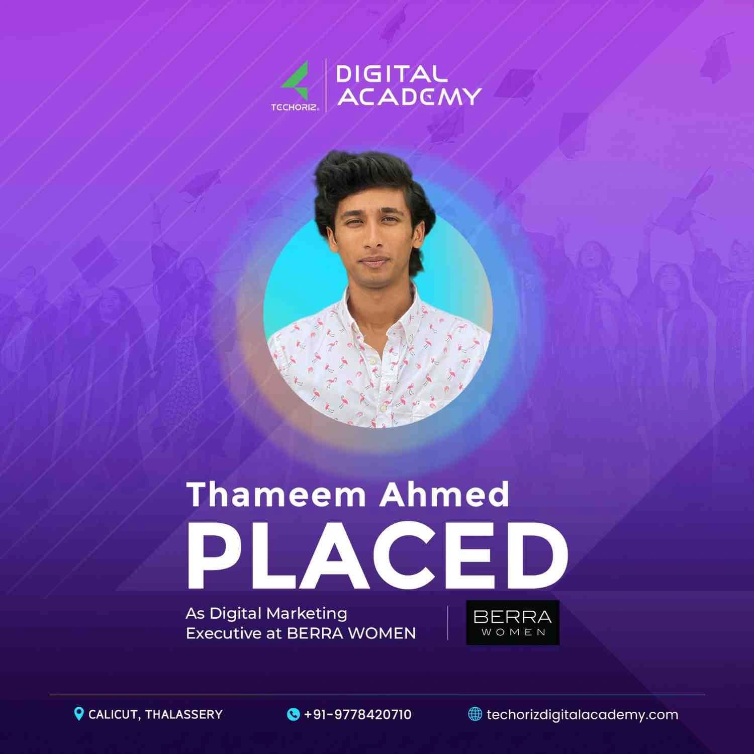 Techoriz student placed in digital marketing