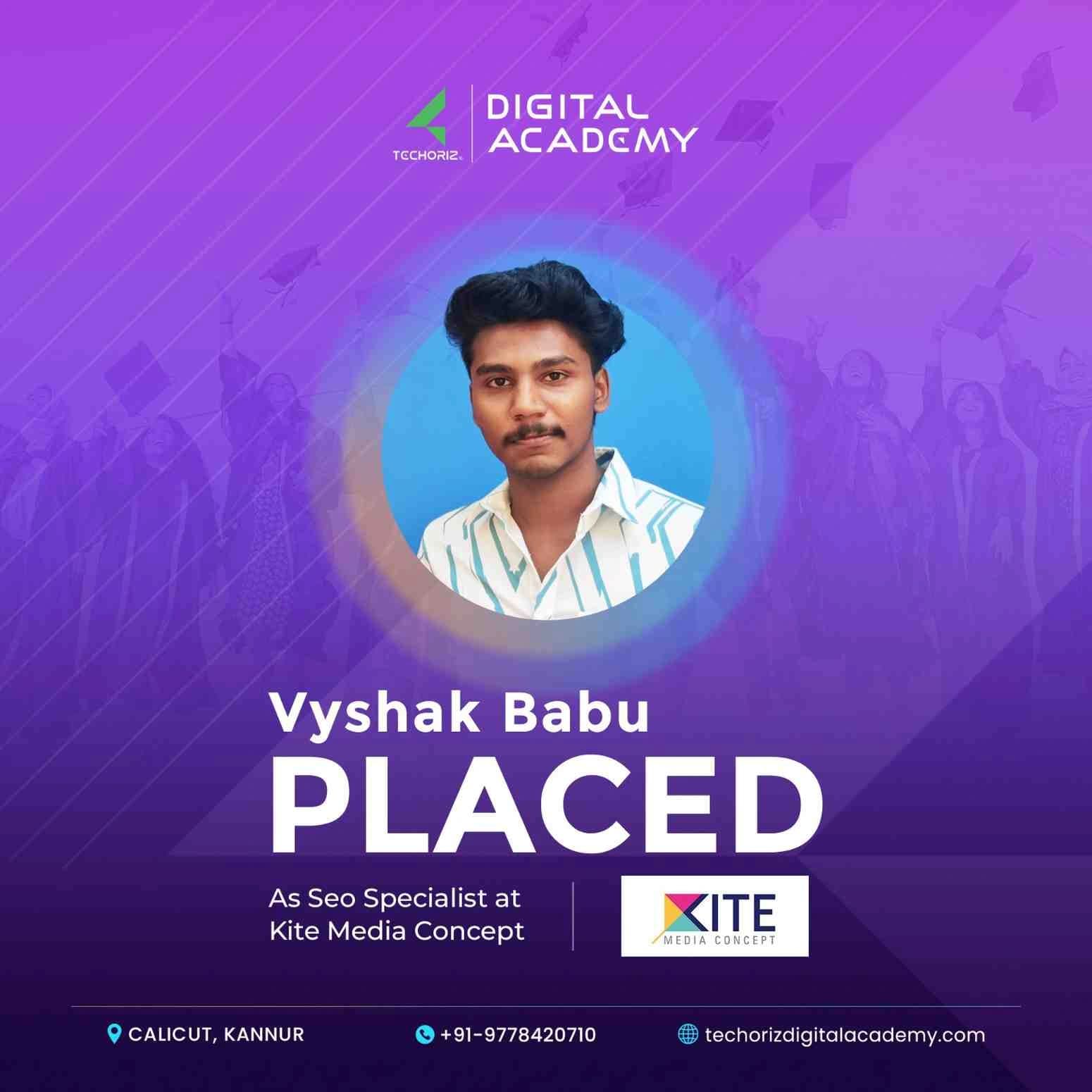 Techoriz student placed in digital marketing