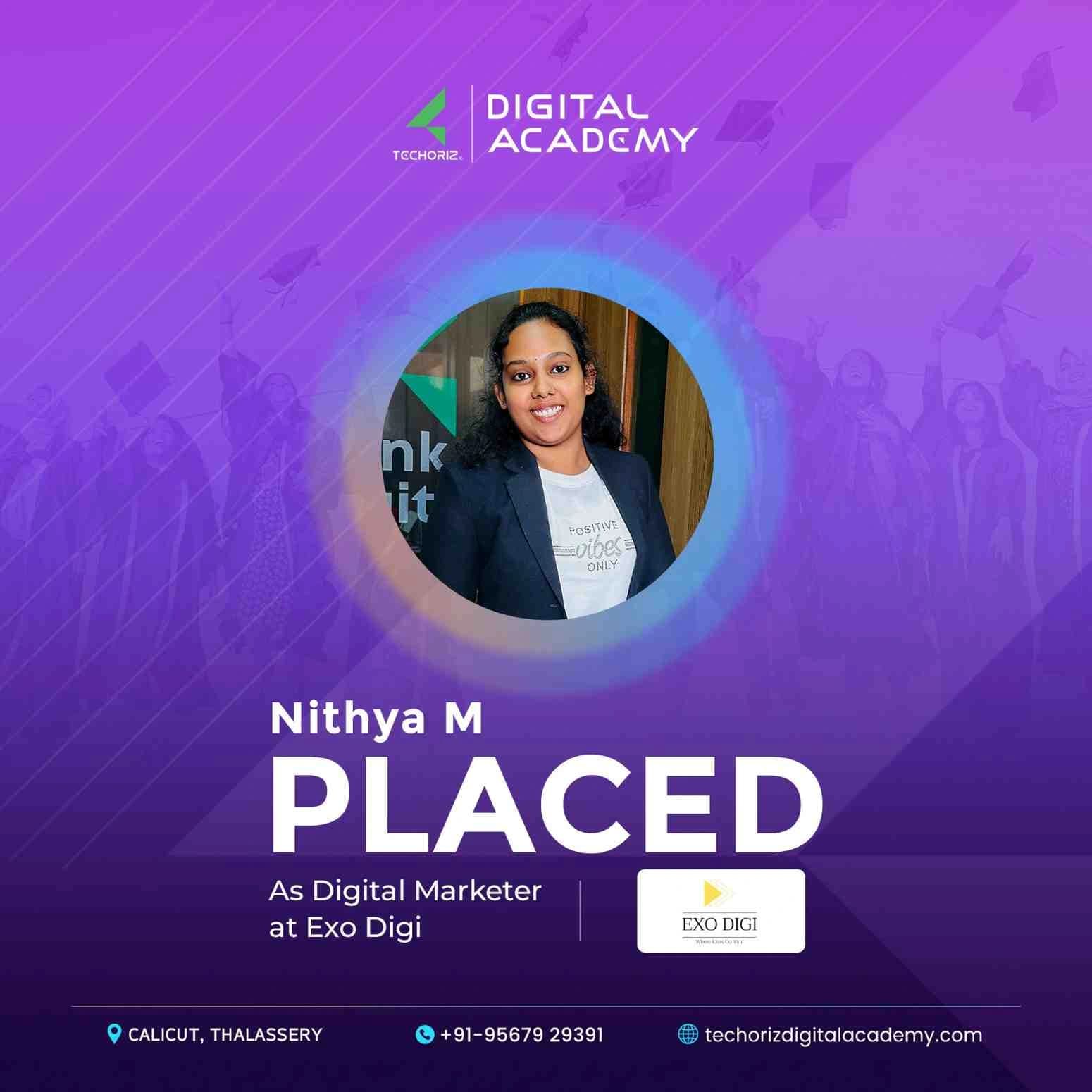 Techoriz student placed in digital marketing