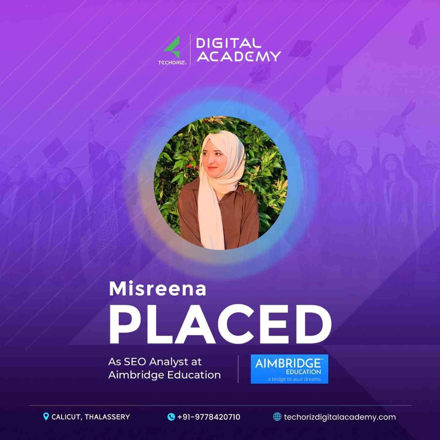 Techoriz student placed in digital marketing