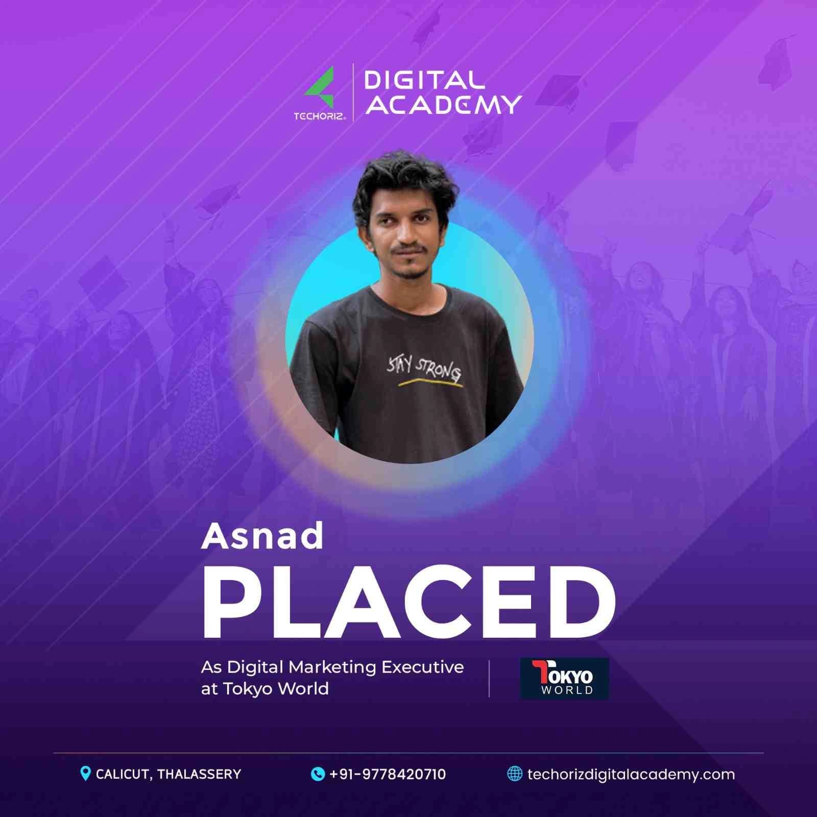 Techoriz student placed in digital marketing