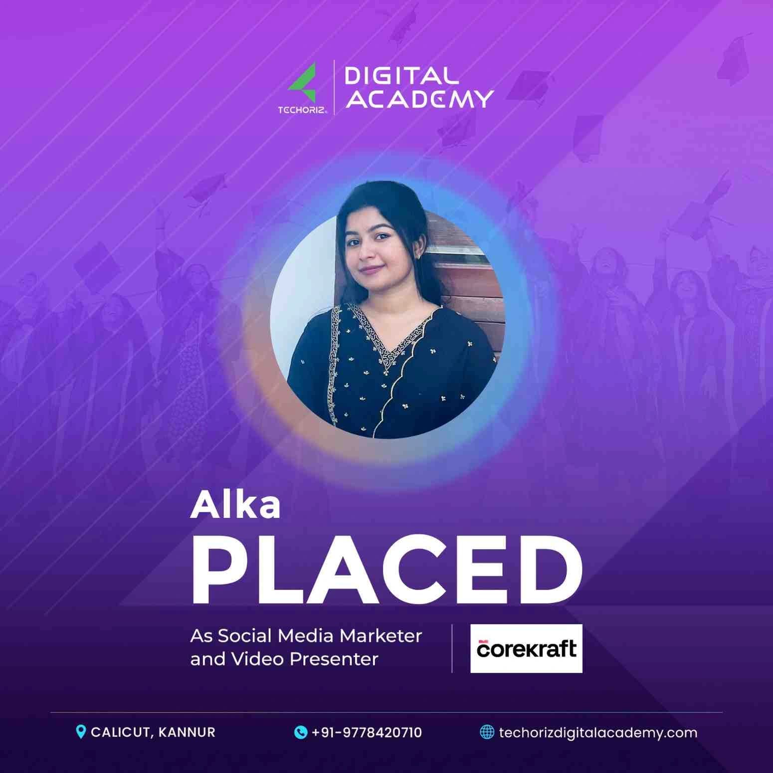 Techoriz student placed in digital marketing