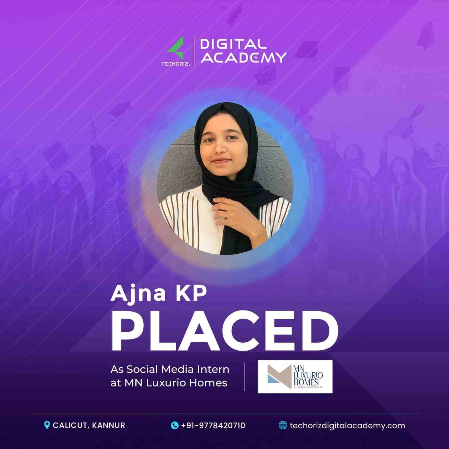 Techoriz student placed in digital marketing