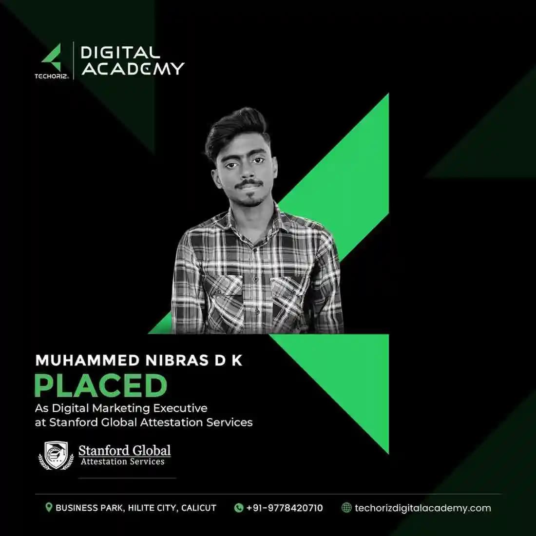 Techoriz student placed in digital marketing