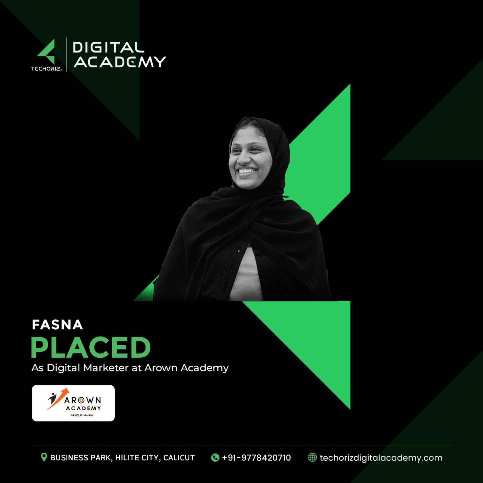 Techoriz student placed in digital marketing